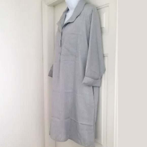 NWOT Gray Chambray Trapeze Shirt Dress (XL) 3/4 Sleeves A-Line Tunic - Picture 2 of 7